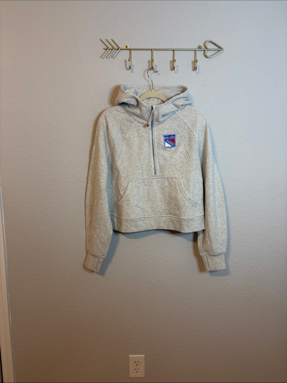 Lululemon New York Rangers NHL Half Zip Hoodie Gray S/M NWOT